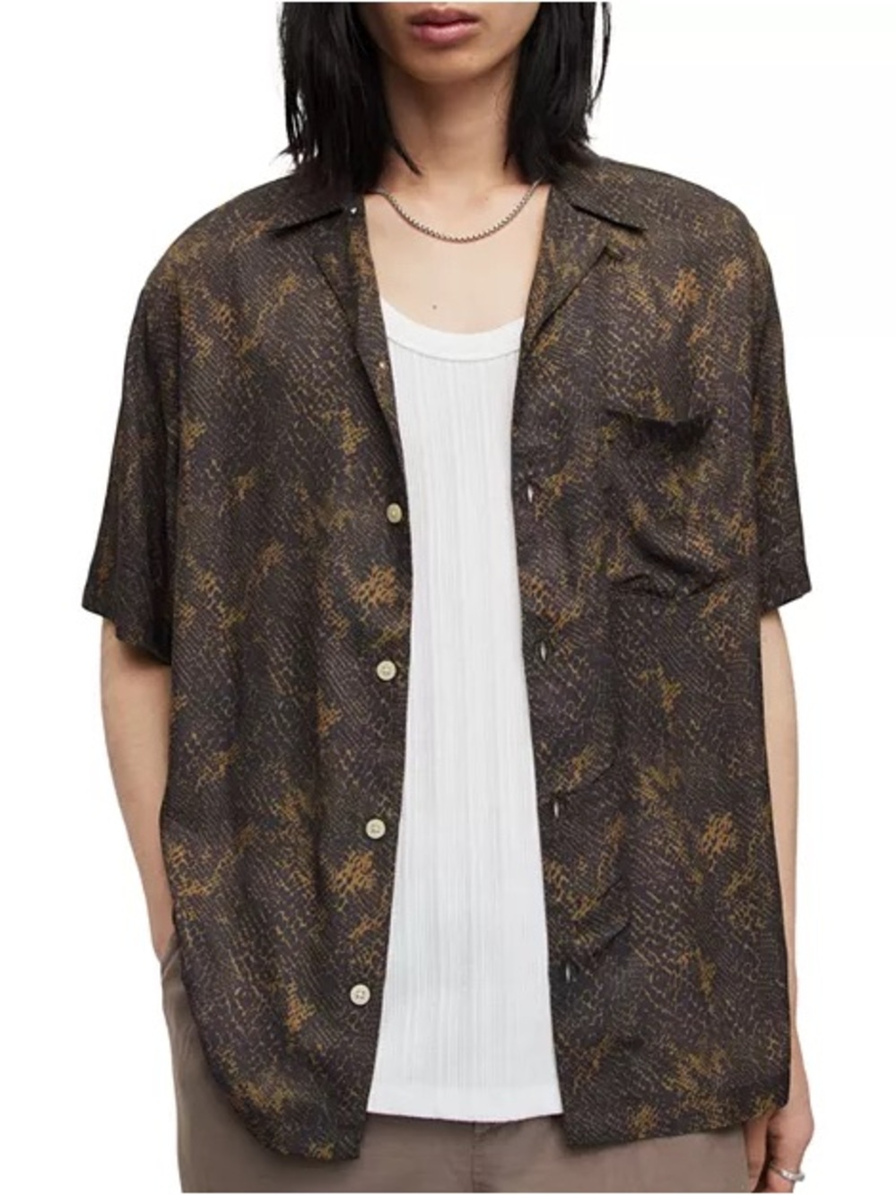 AllSaints Caiman Short Sleeve Printed Camp Shirt